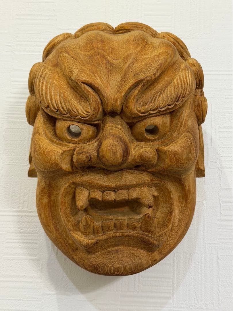不動明王　手彫りお面　一木造り