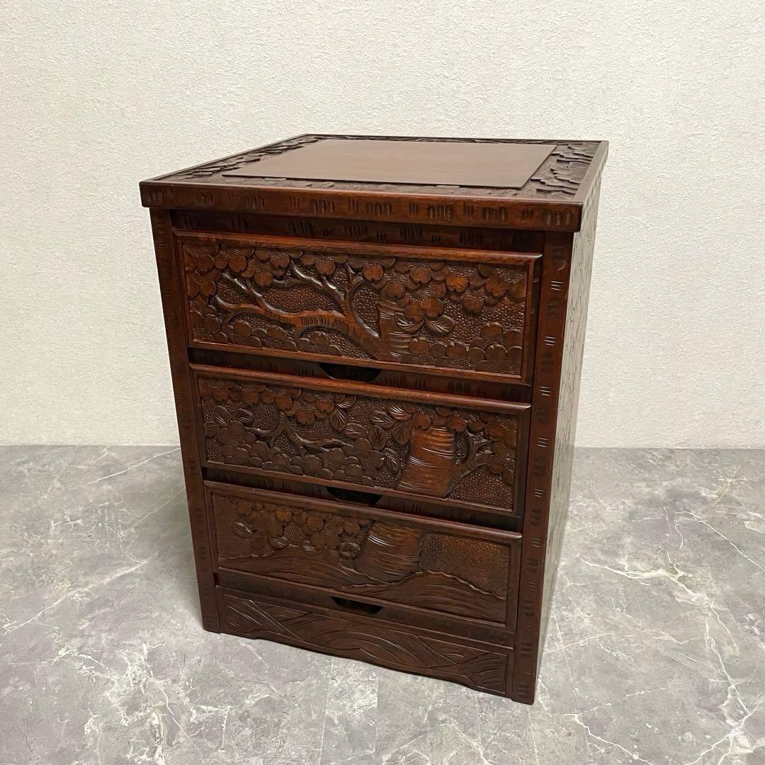 大阪屋家具店　軽井沢彫 箪笥 伝統工芸 桜彫刻　和モダン 和家具　希少
