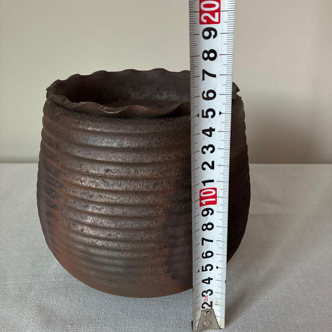 焼締水指 茶道具 茶道 手造り 焼物 陶器 陶芸 七飯窯 伊藤英実(英秋)造