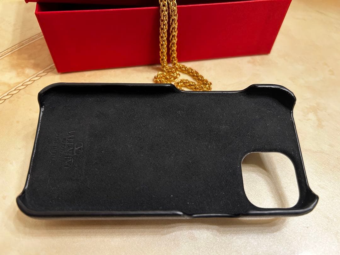 Valentino ブラック レザー iPhone14ケース