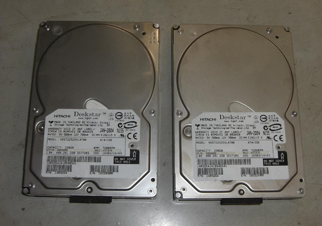 Hitachi Deskstar 250GB 内蔵型IDE HDD ５台セット