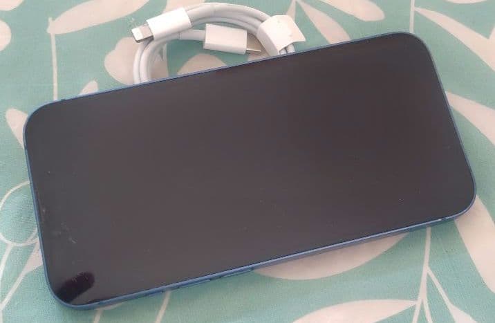 iPhone13 シムフリー　 充電ケーブル付き 最大容量75%　背面割れあり