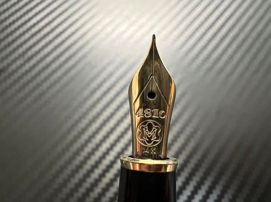 美品 モンブラン 万年筆 144 EF 全金 ブラック エボナイト芯