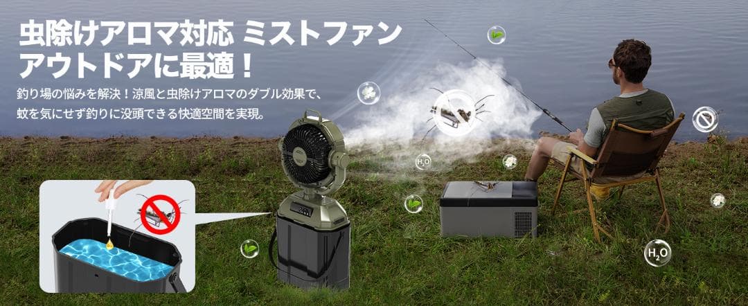 サーキュレーター ミスト加湿機能付 扇風機 充電式大容量 自動首振り　限定１個