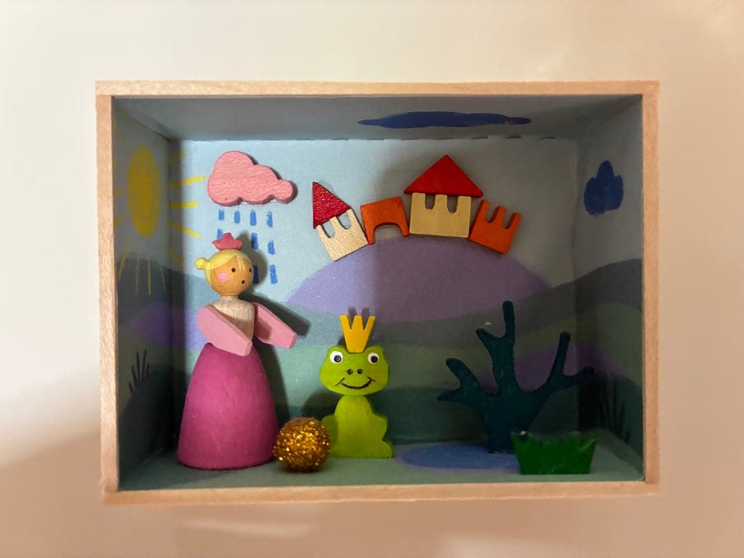 ドイツ　マッチ箱　工芸品　おとぎばなし編お姫様とカエルの置物