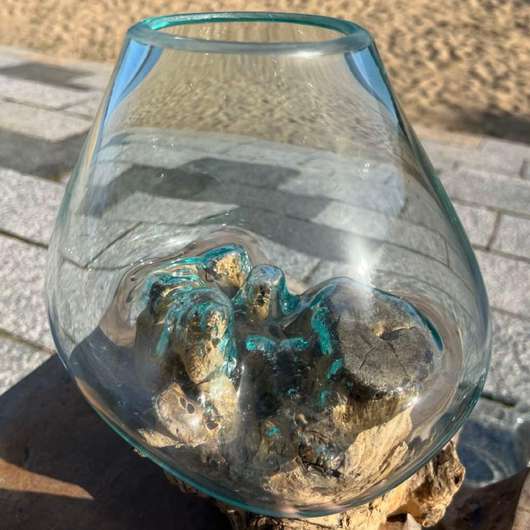 流木ガラスオブジェ大J 花瓶 金魚鉢 ガーデニング フラワーポット 水槽 アート