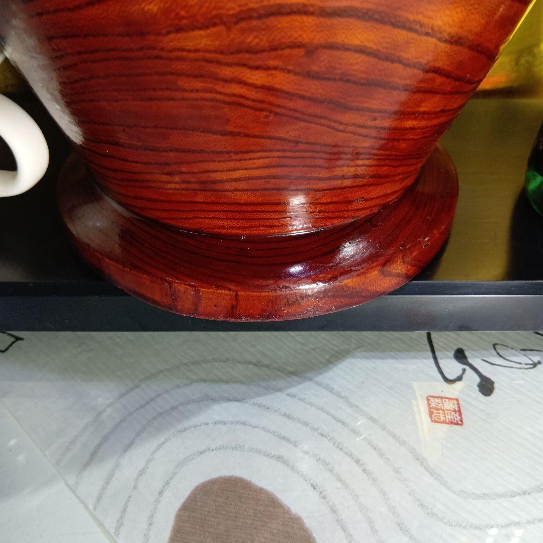 赤色木製花瓶 中型