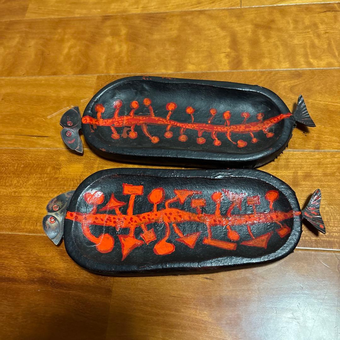 新品　未使用品　魚型木製プレートセット