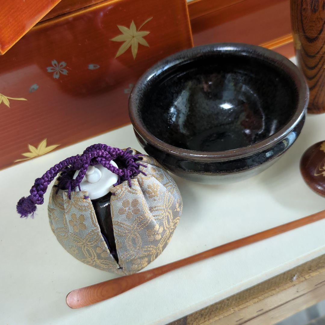 茶箱 春慶塗 桜と紅葉 セット 一式 茶道具 茶道 お点前 紙箱 いろいろ