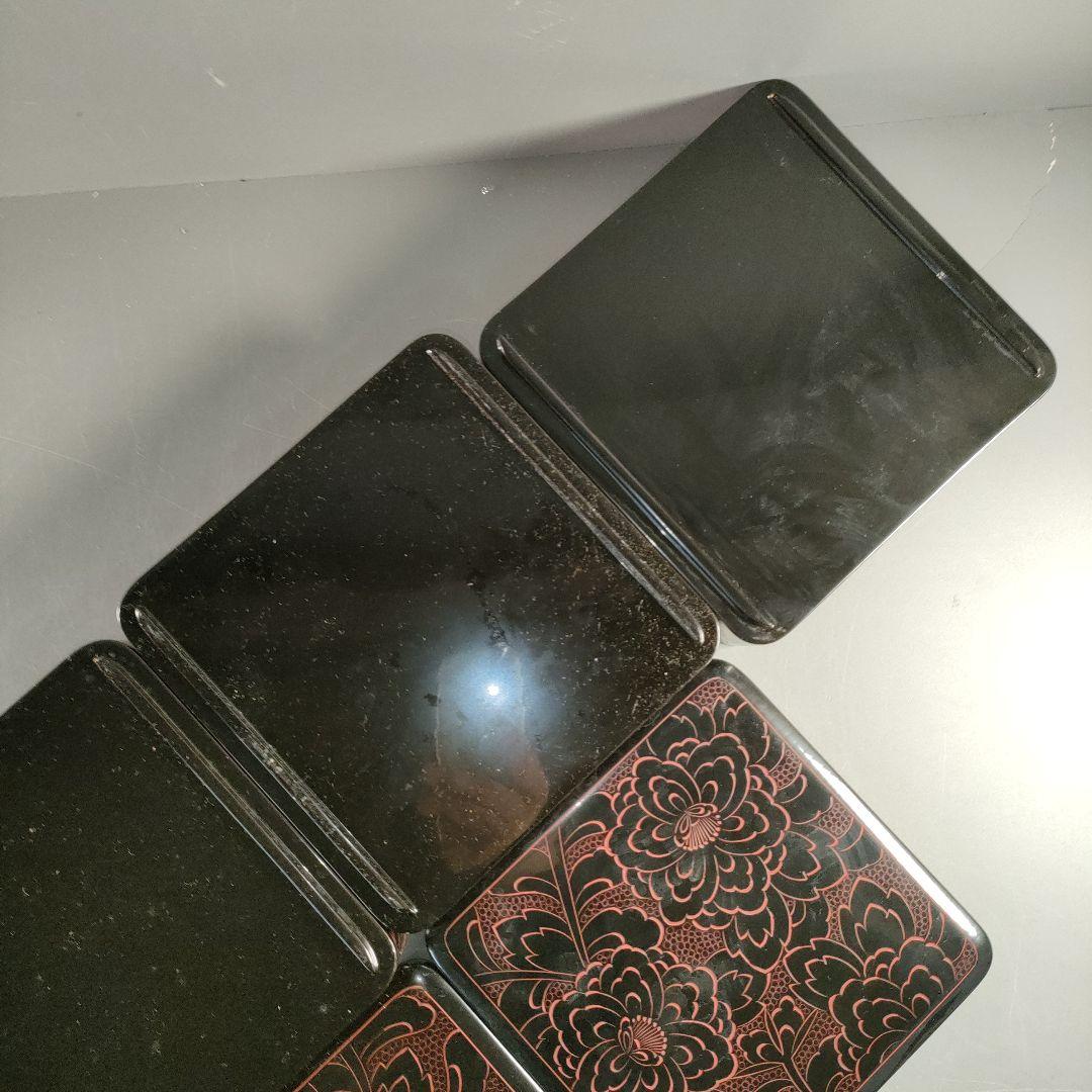A1355-3/輪島塗/重箱 四段一揃/木製漆器/共箱/懐石道具/弁当箱/