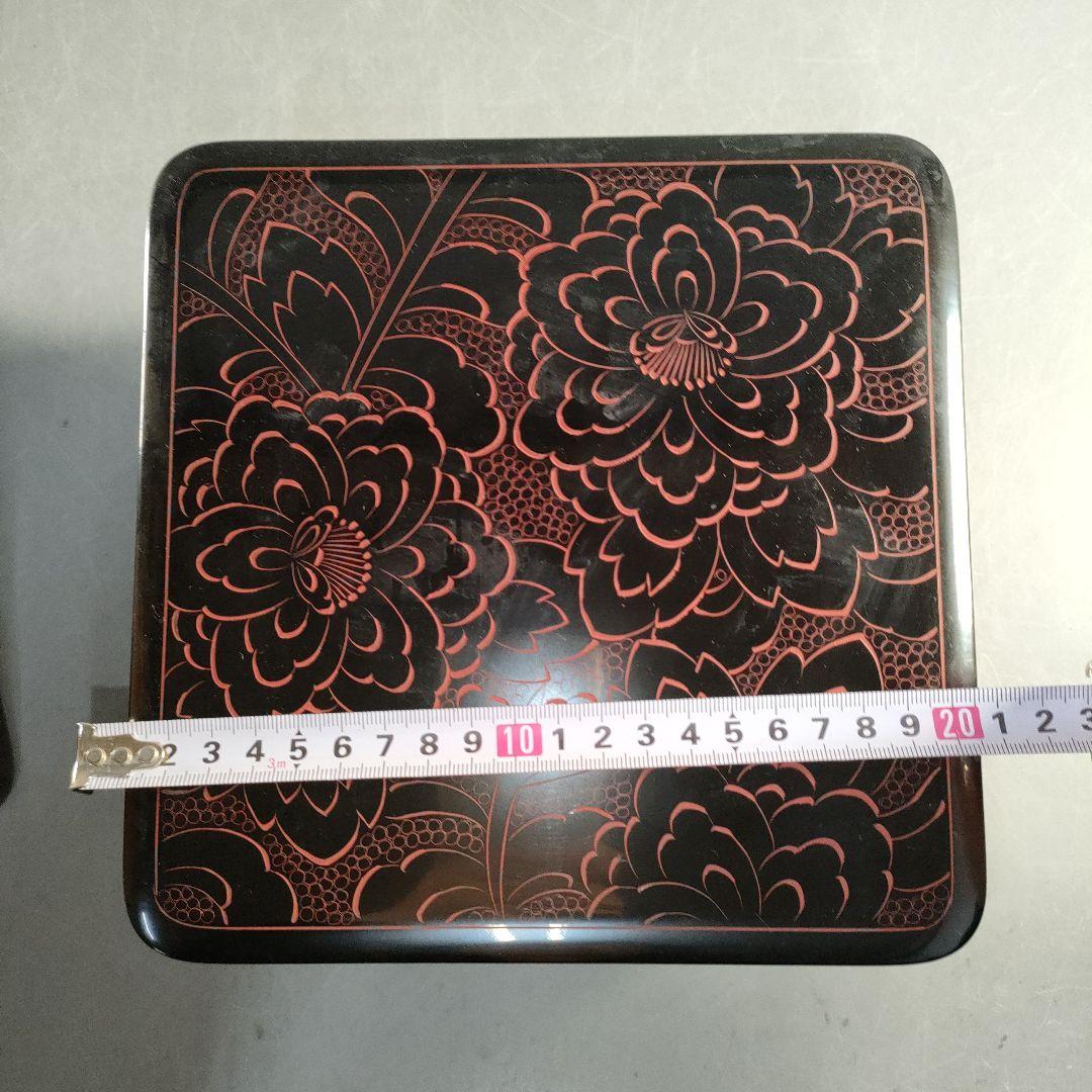 A1355-3/輪島塗/重箱 四段一揃/木製漆器/共箱/懐石道具/弁当箱/