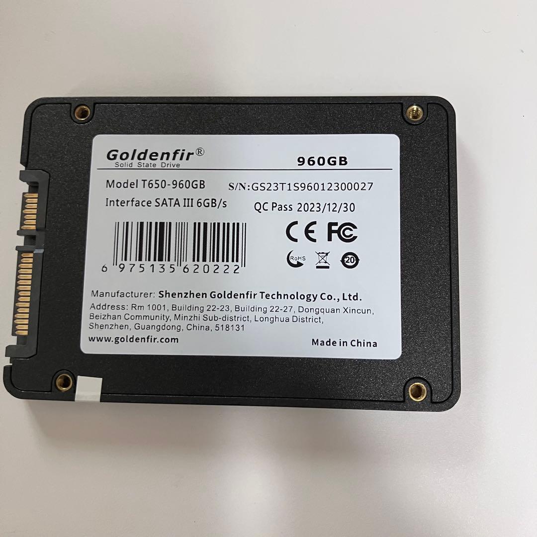 ⑧使用時間50時間未満 SSD 960GB 2.5インチ
