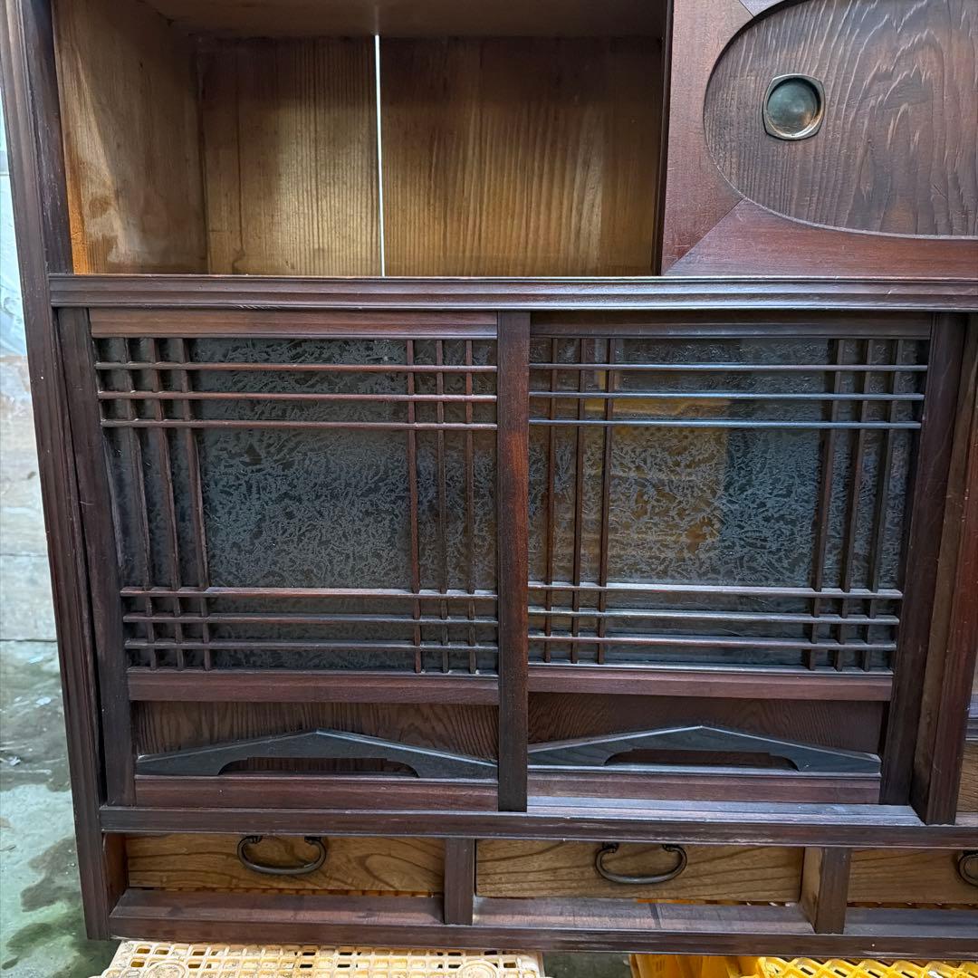 【アンティーク】木製 天然木 茶棚 飾り棚 時代家具　清掃済み