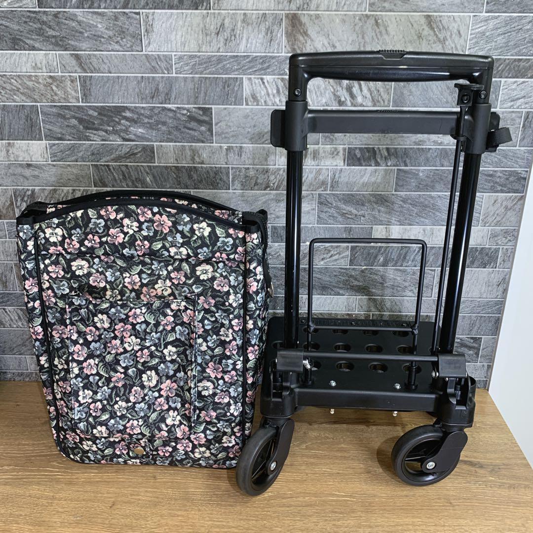 美品　島製作所　 ショッピングカー メロディ スムーズST　横押　歩行補助　花柄