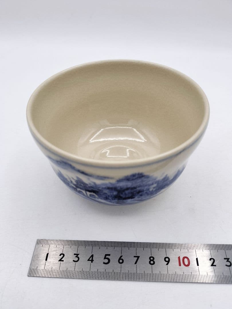 d177 茶碗 九谷 山水 香峰作 木箱 茶道具 古物