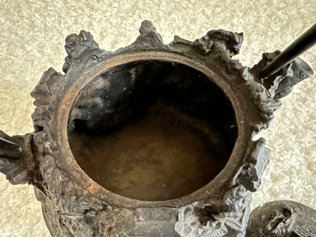 ☆茶道 茶道具☆城郭楼 鉄瓶 アンティーク骨董 鋳鉄製 当時物