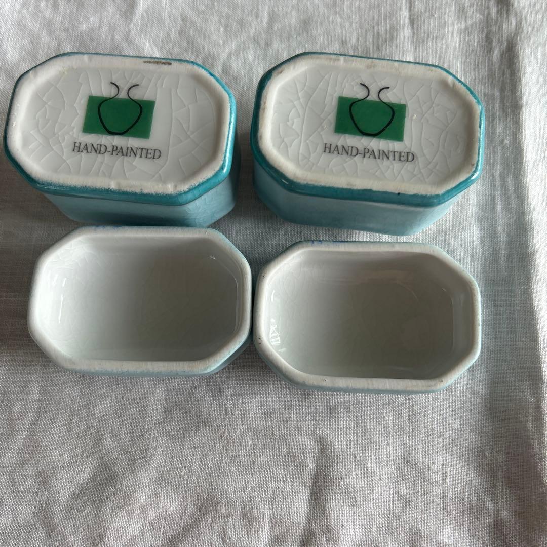 小物入れ 私の部屋　蜂陶器　小箱2個　アンティーク風