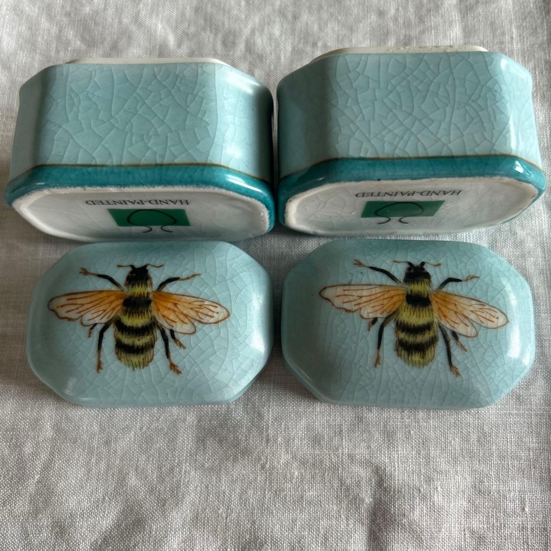 小物入れ 私の部屋　蜂陶器　小箱2個　アンティーク風