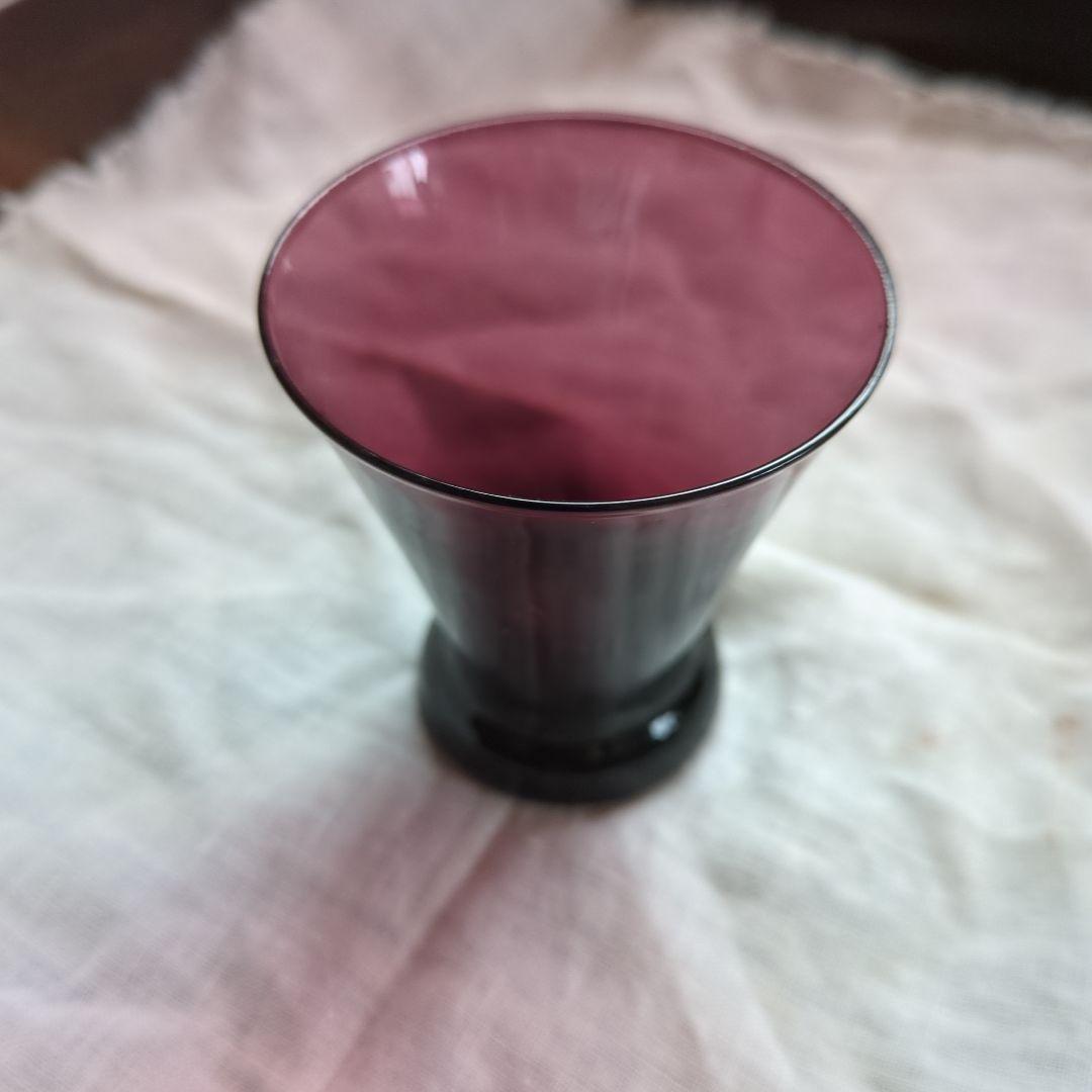 ダークパープルのガラスお猪口　びいどろ紫杯