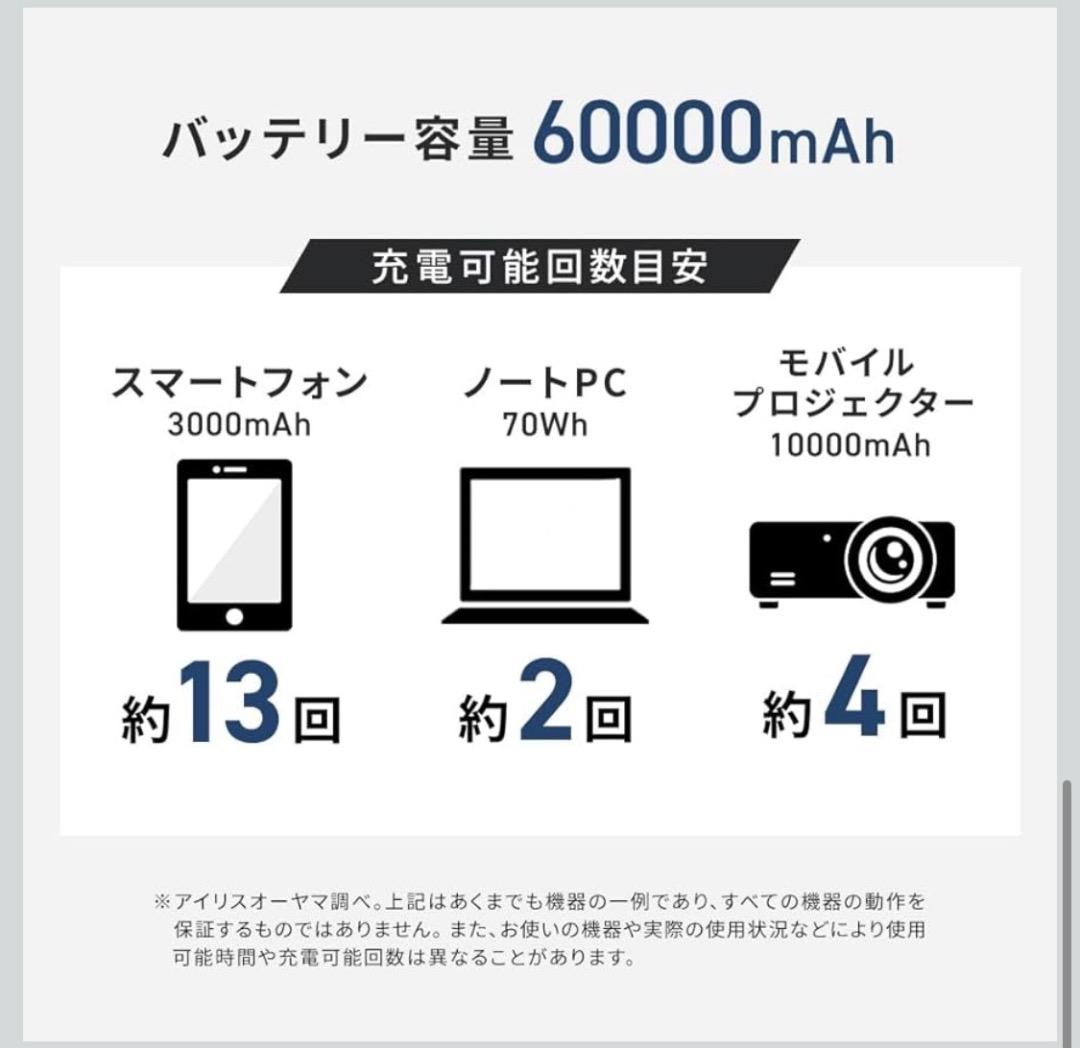 バッテリーステーション　60000mAhの大容量　アイリスオーヤマ