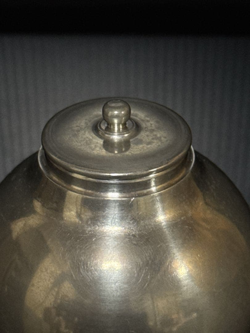 静寿居 蔵苑 造 純錫 宝珠式 茶壷 茶入 茶心壷 桐共箱付 茶道具