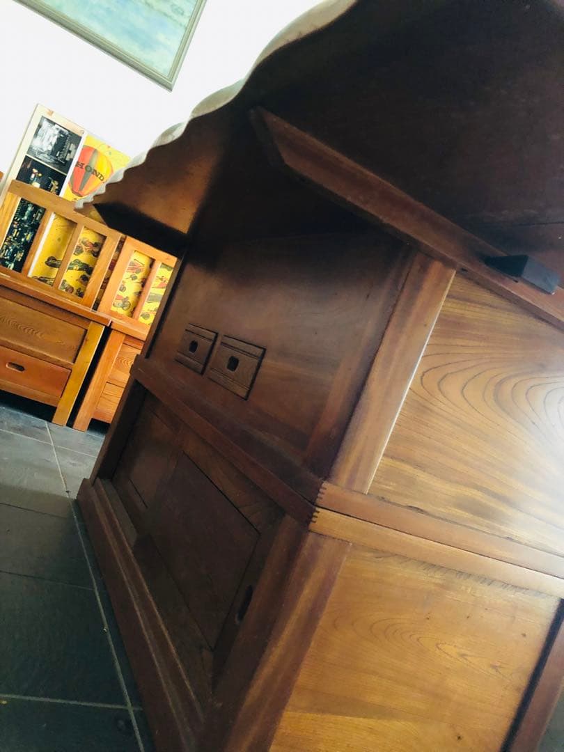 木製　火鉢テーブル　アンティーク　椅子4脚付きセットHibachi table