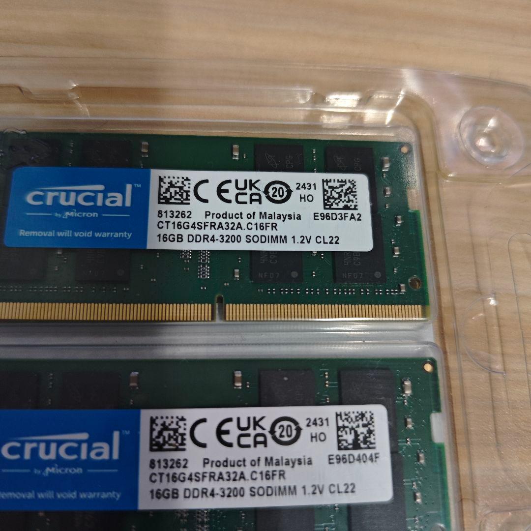 専用CRUCIAL製 DDR4 3200 新品 32GB PC4-25600@