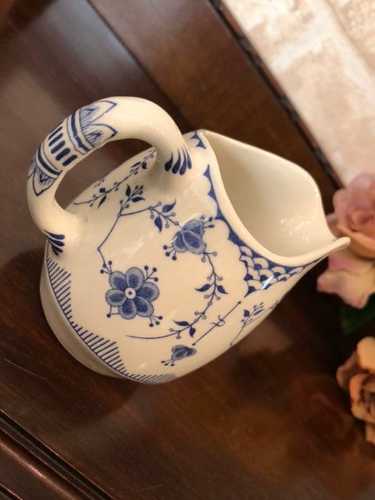 イギリス FURNIVALS★クリーマー ブルー&ホワイト デンマーク ジャグ