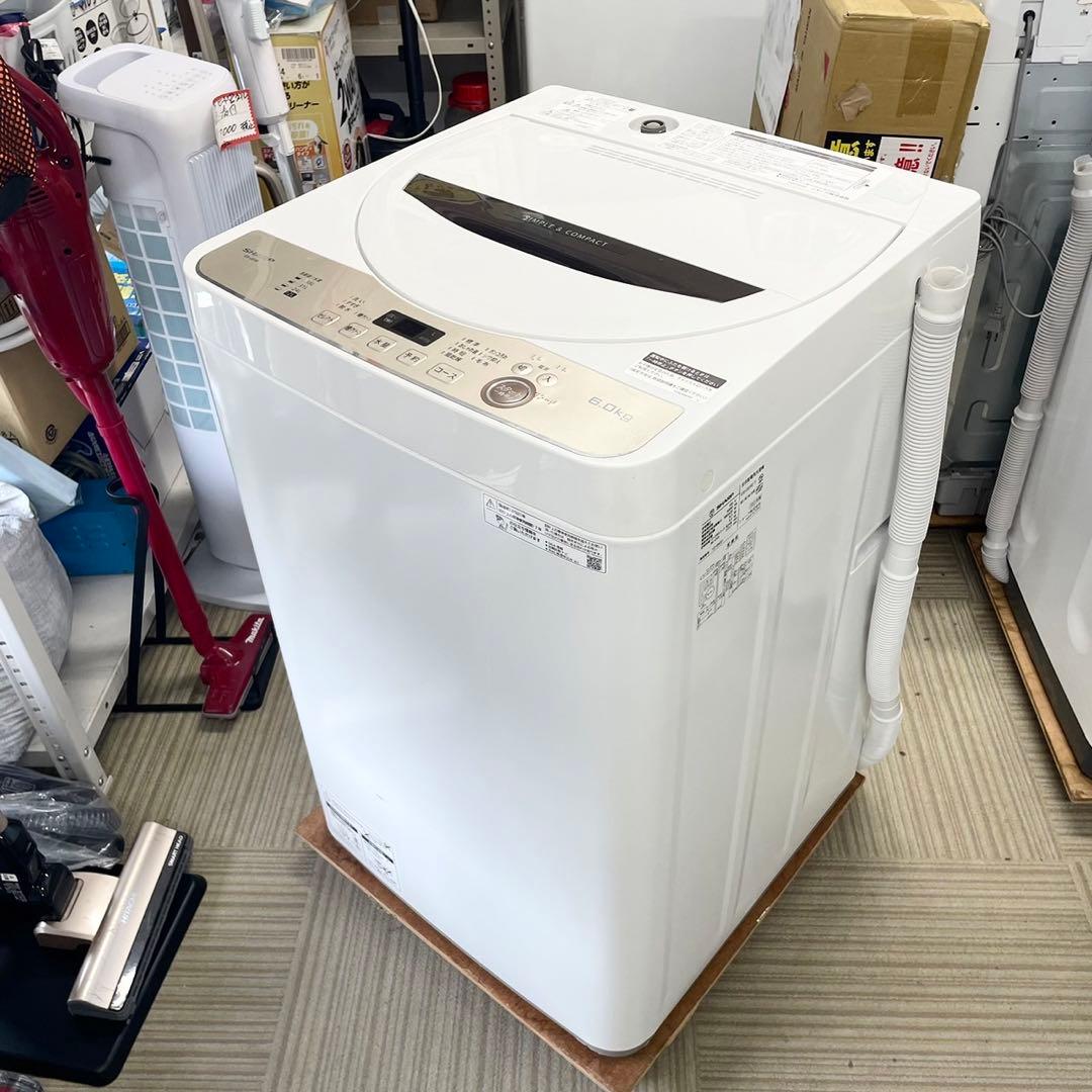シャープ 2021年製 6.0kg全自動洗濯機 穴なしステンレス槽