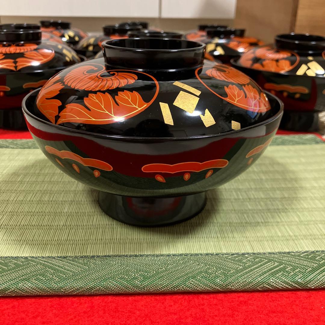 輪島塗　椀　葵房絵付煮物椀　漆器10客セット