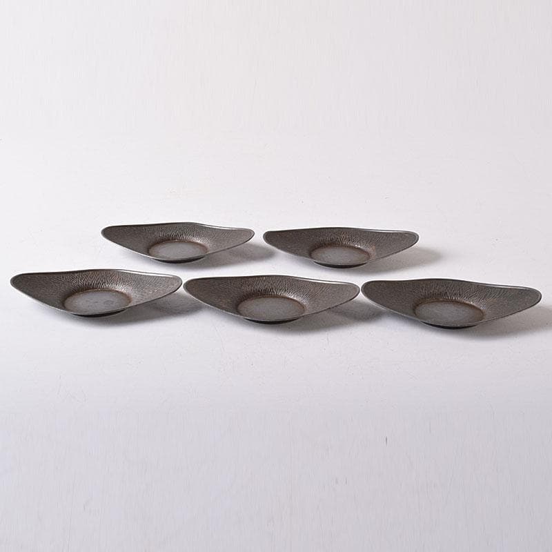 煎茶道具　壱輝作　古錫　茶托　5客　C　7765