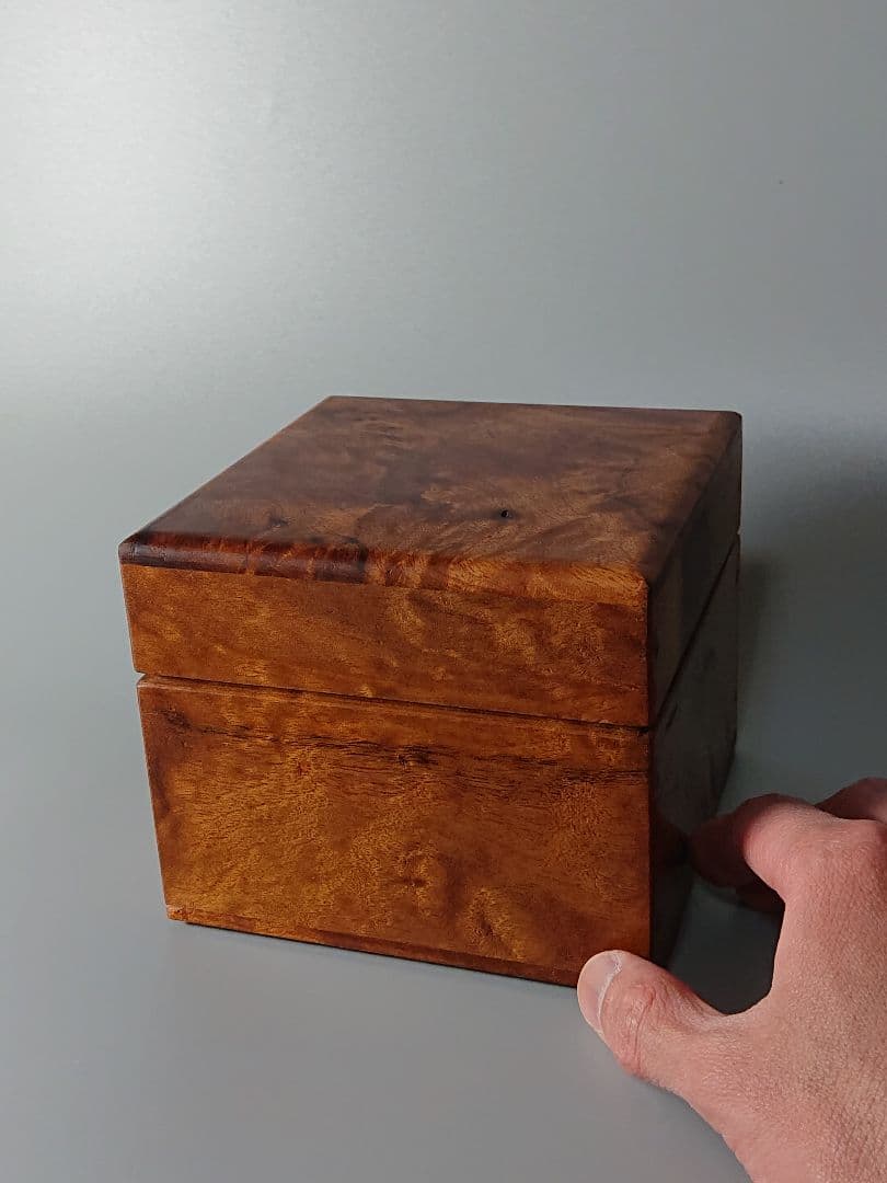 無垢材 指物師 アンティーク玉杢蓋物
