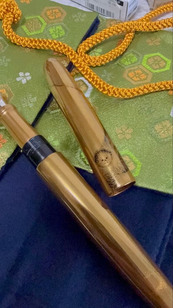 中屋万年筆-猿、NAKATA、纯金箔入れる、シガー、ロング