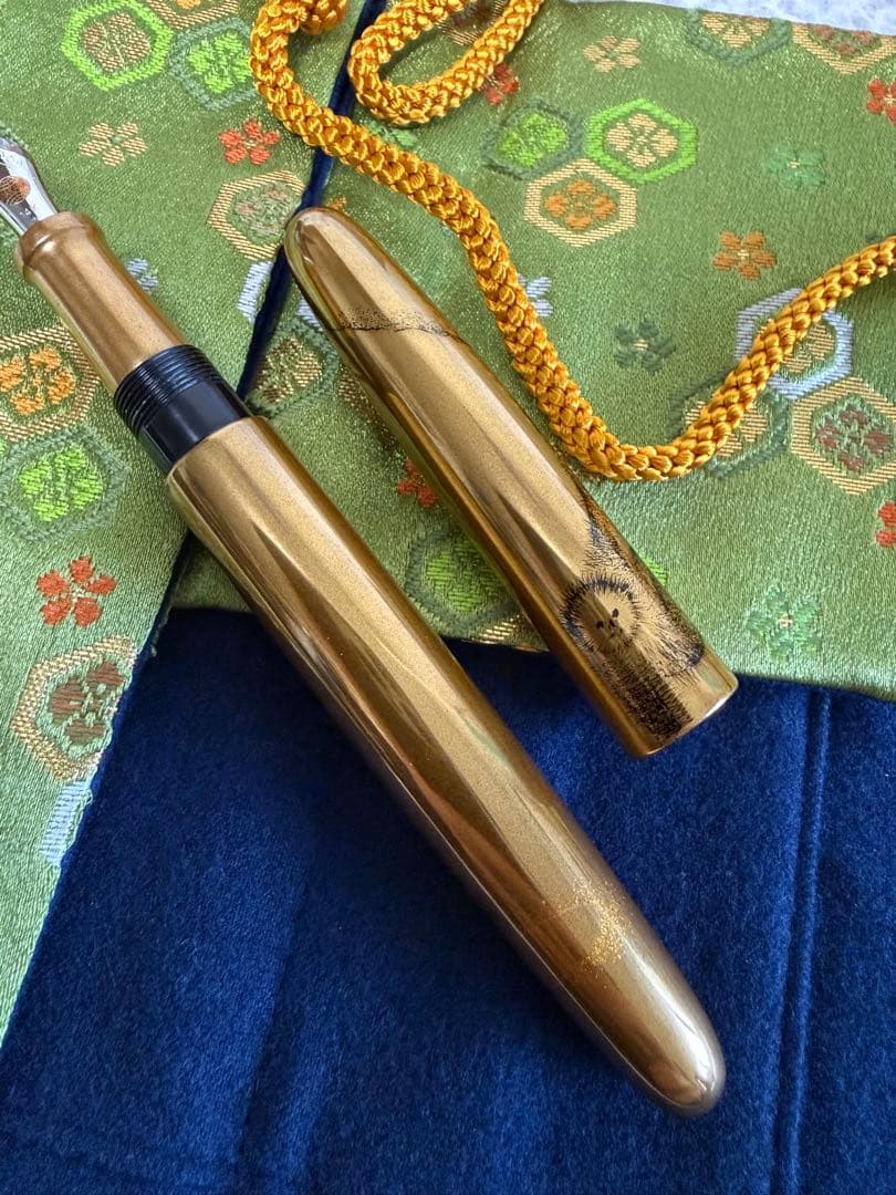 中屋万年筆-猿、NAKATA、纯金箔入れる、シガー、ロング