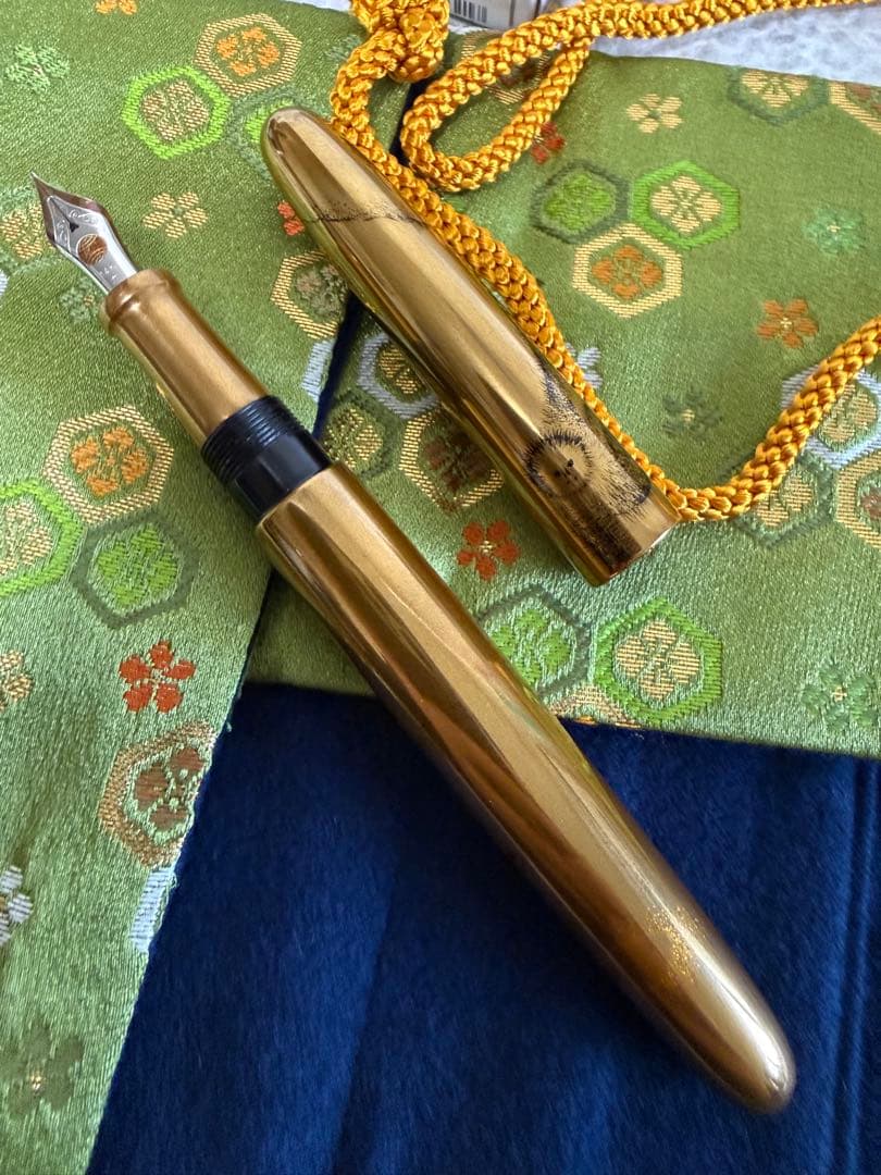 中屋万年筆-猿、NAKATA、纯金箔入れる、シガー、ロング
