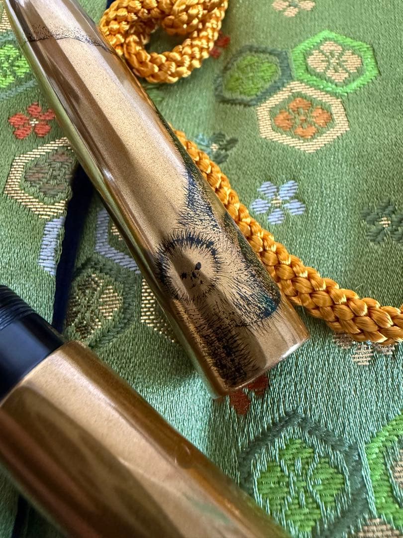 中屋万年筆-猿、NAKATA、纯金箔入れる、シガー、ロング
