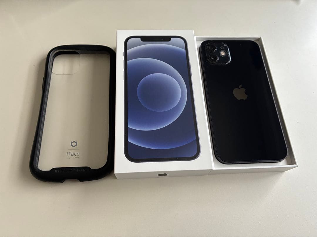 iPhone 12 ブラック 本体とiFaceケース付き　ガラスフィルム