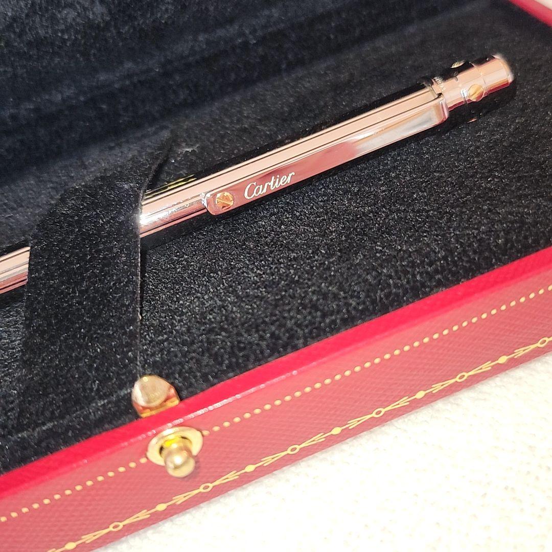 Cartier カルティエ　サントス　シルバー×ゴールド　ストライプ　ボールペン