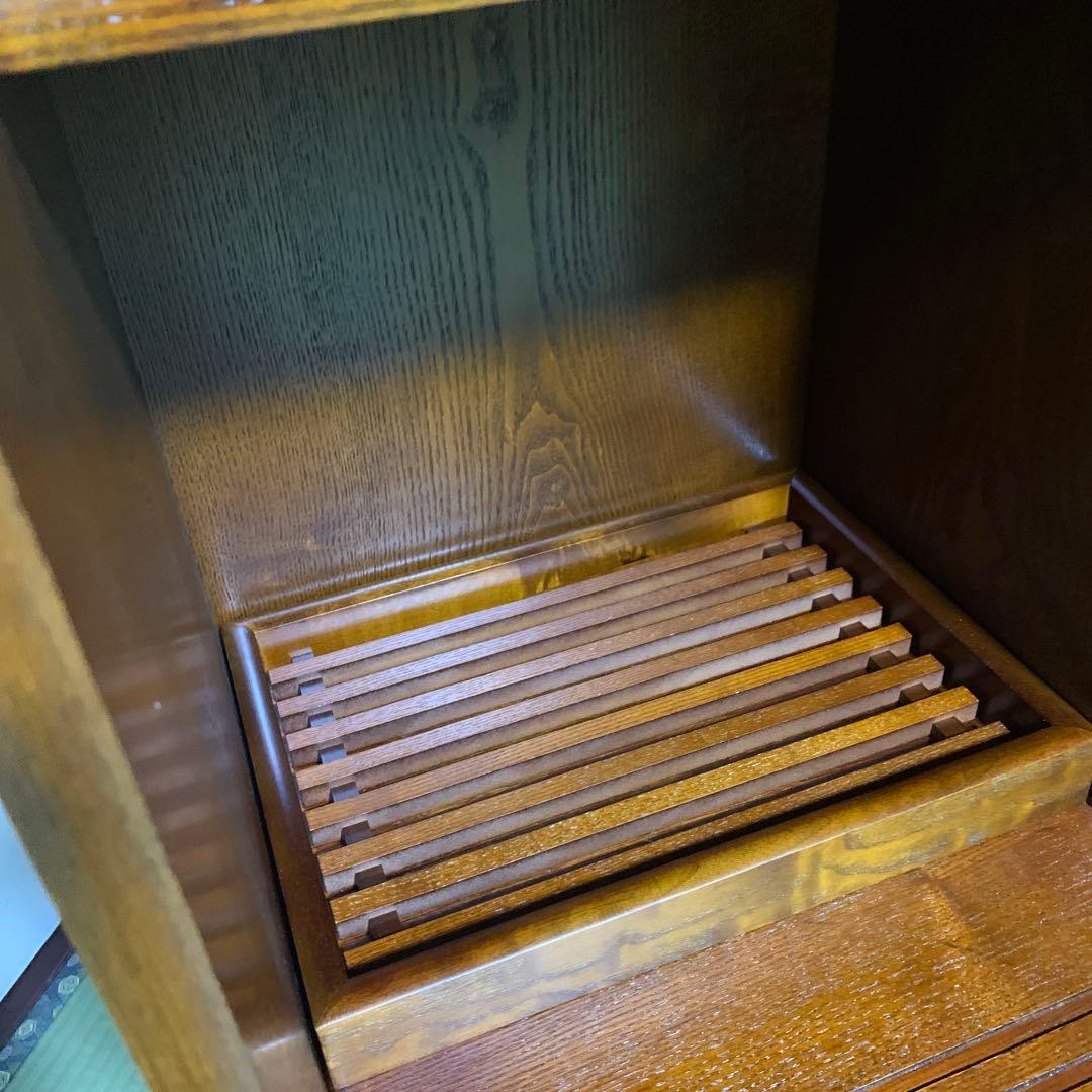 昭和レトロ　茶箪笥 水屋箪笥ガラス戸 和家具 アンティーク 収納棚 たのメル便