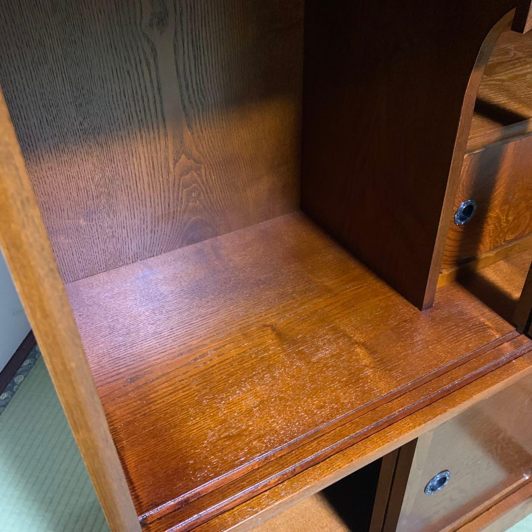 昭和レトロ　茶箪笥 水屋箪笥ガラス戸 和家具 アンティーク 収納棚 たのメル便
