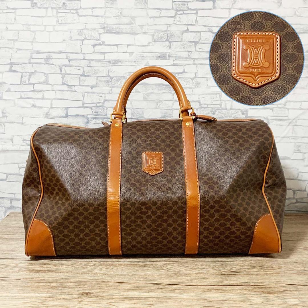 【美品】オールドセリーヌ ボストンバッグ マカダム トリオンフ 大容量 茶色