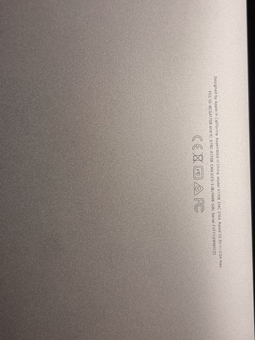 【ジャンク品】Apple MacBook Pro A1708 13インチ