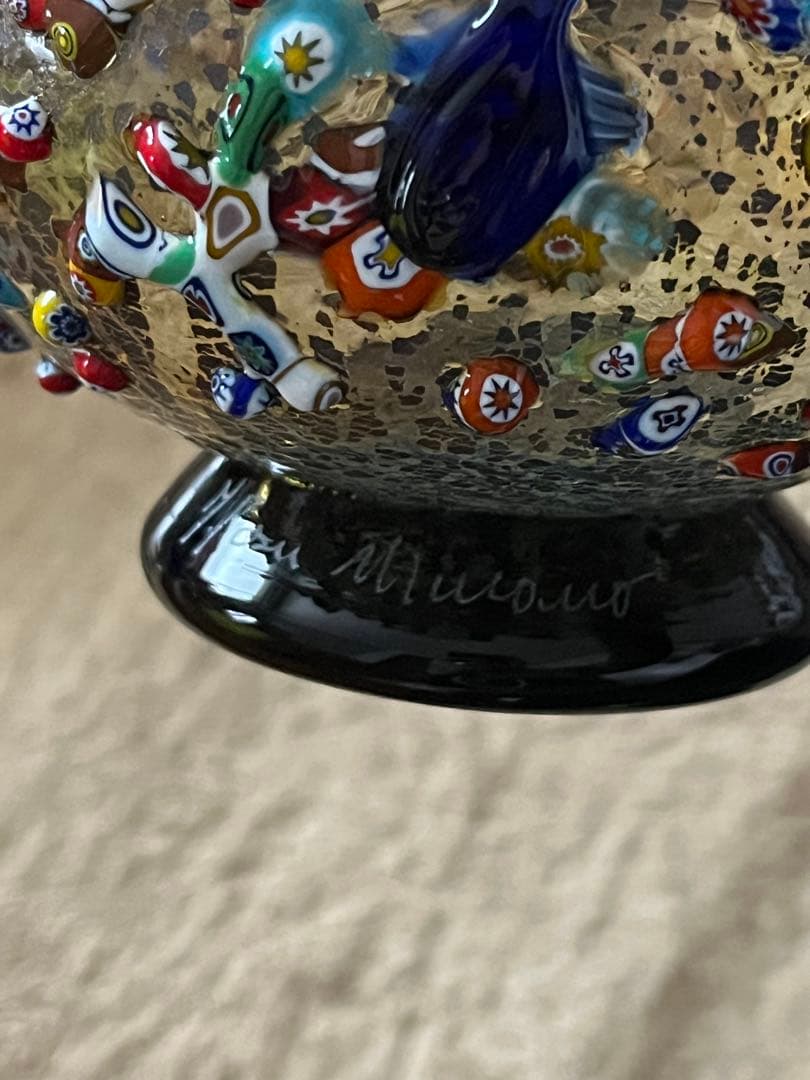 イタリア　ムラーノガラス　花瓶　フラワースタンド　中古品