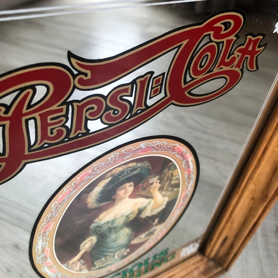 アメリカUSAビンテージペプシコーラ木枠パブミラー広告サイン1970年代カナダ製