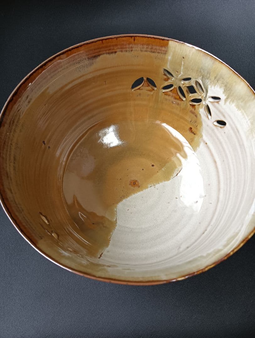 高取焼　亀井味楽　七宝透し 菓子鉢　菓子器 茶道具