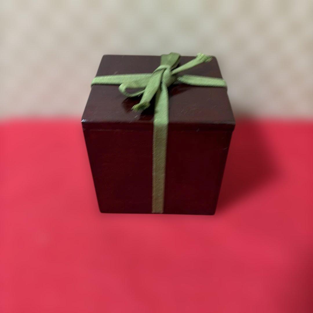 茶道具　抹茶椀　柿釉　塗箱　仕覆付き