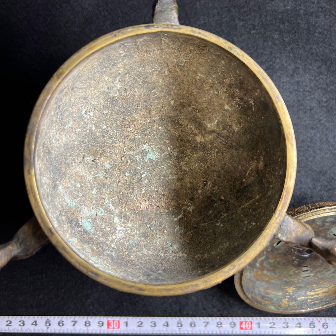 古銅　龍文香炉　高さ約18㎝/1054g 東Y8-0310①タルサオ