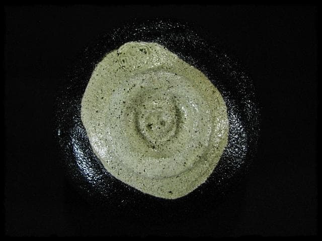 桜花 黒茶碗 落柿庵 井上 方竹 櫻花文様 楽茶碗 茶道具 共箱 g24