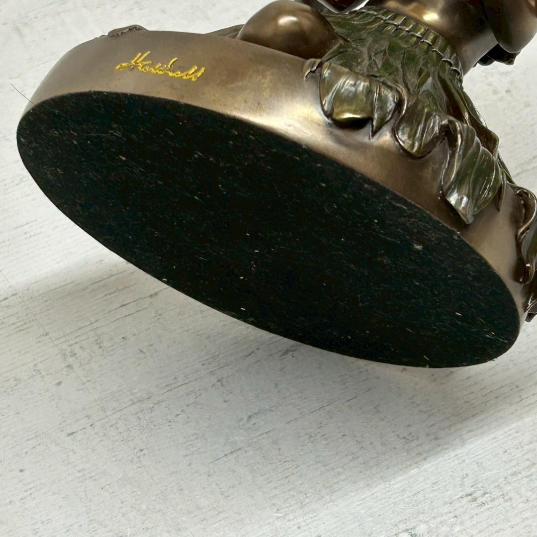ブロンズ像 ハワイアン ウクレレを弾くフラガール 重量2.67kg高さ約20cm