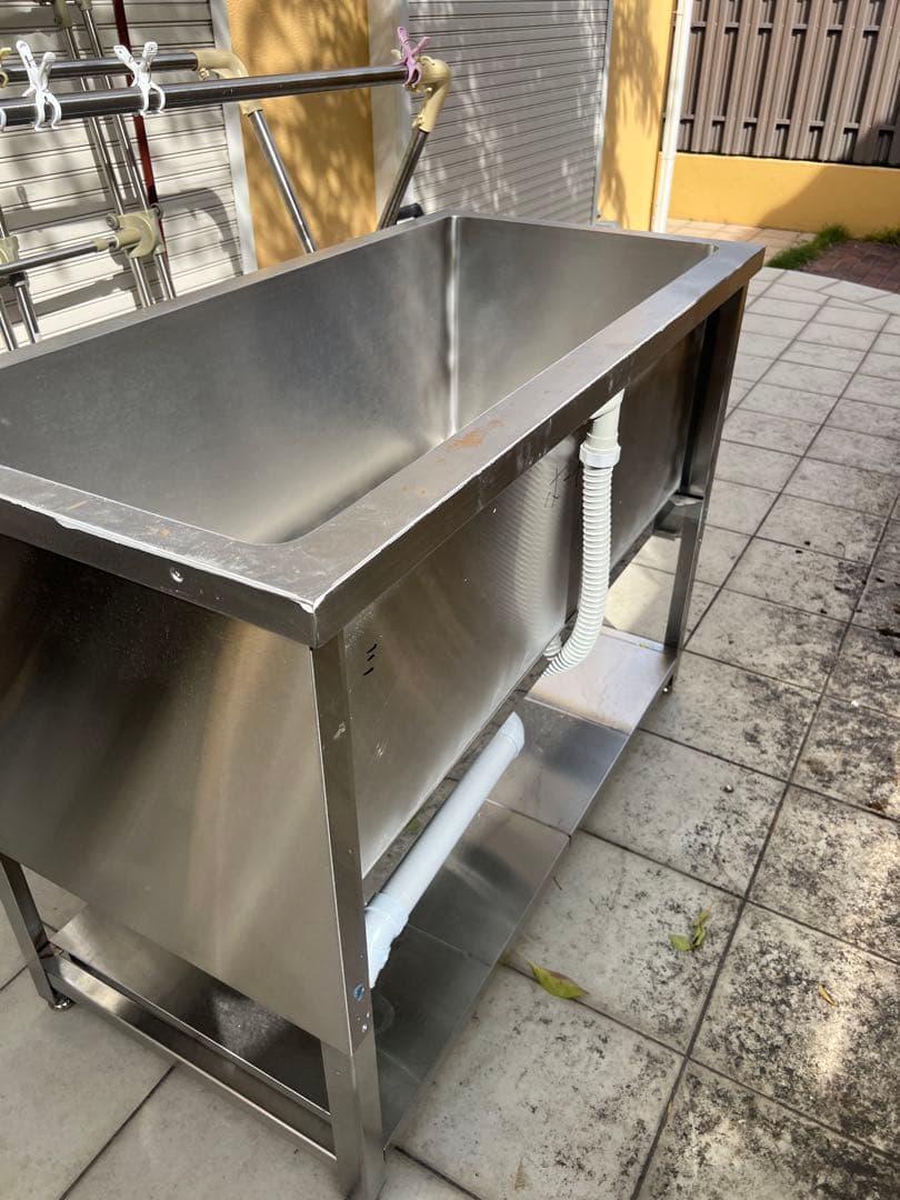【引取り専用】トリミング用ステンレス製シンク 1200サイズ排水ホース・すのこ付